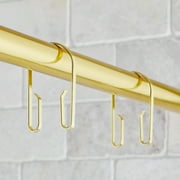 Better Homes \u0026 Gardens U-Shape Rustproof Stainless Steel Double Shower Hooks, Brass, Set of 12